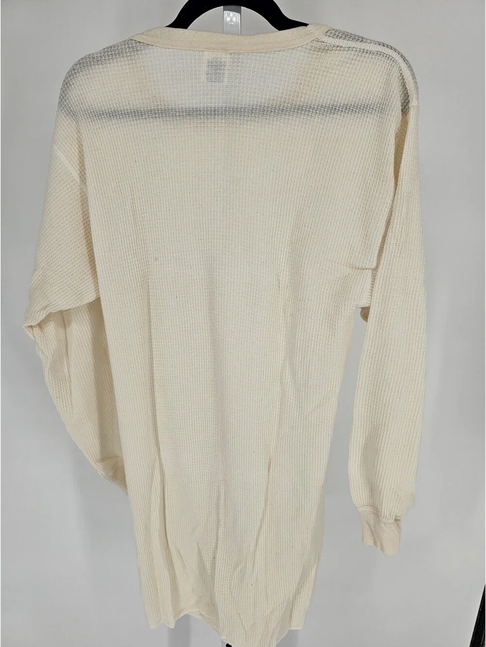Vtg Morgan Mills Long Johns Mens Sz XXXL Waffle Knit Sleep Shirt Ivory